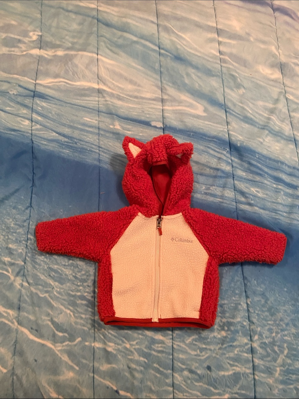 Columbia Kids orange and cream Sherpa Hooded Jacket with Ears